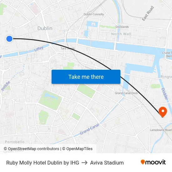 Ruby Molly Hotel Dublin by IHG to Aviva Stadium map