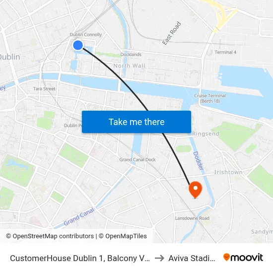 CustomerHouse Dublin 1, Balcony View to Aviva Stadium map