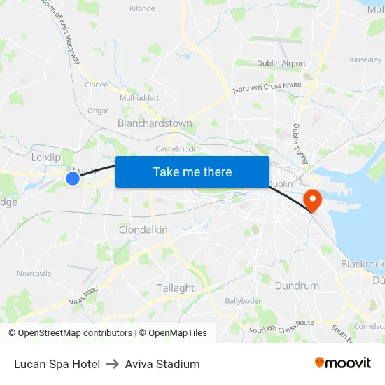 Lucan Spa Hotel to Aviva Stadium map