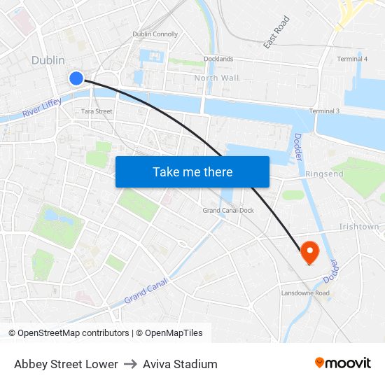 Abbey Street Lower to Aviva Stadium map