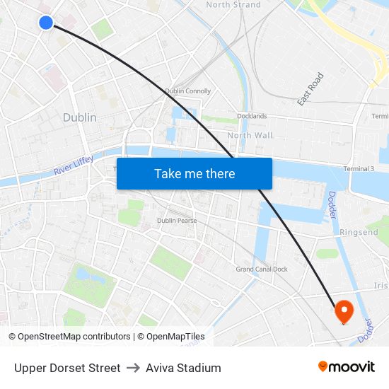 Upper Dorset Street to Aviva Stadium map