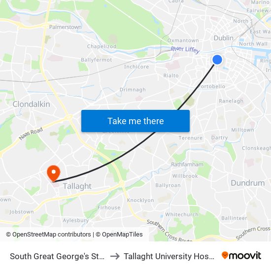 South Great George's Street to Tallaght University Hospital map