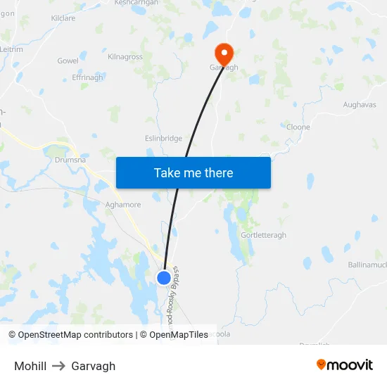 Mohill to Garvagh map