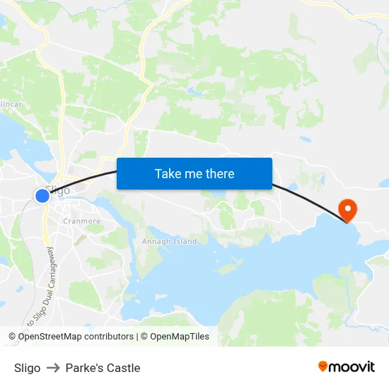 Sligo to Parke's Castle map