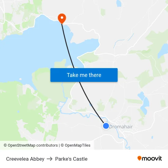 Creevelea Abbey to Parke's Castle map