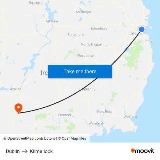 Dublin to Kilmallock map