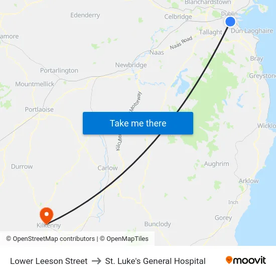 Lower Leeson Street to St. Luke's General Hospital map