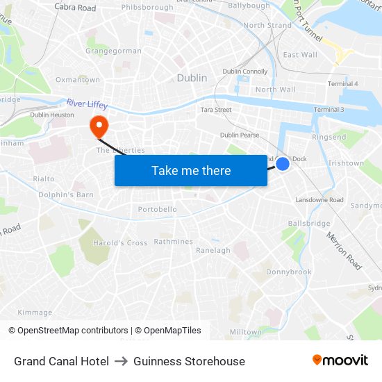 Grand Canal Hotel to Guinness Storehouse map