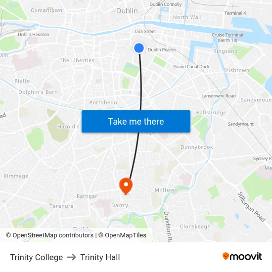 Trinity College to Trinity Hall map