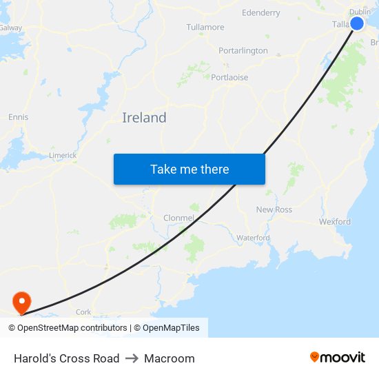 Harold's Cross Road to Macroom map