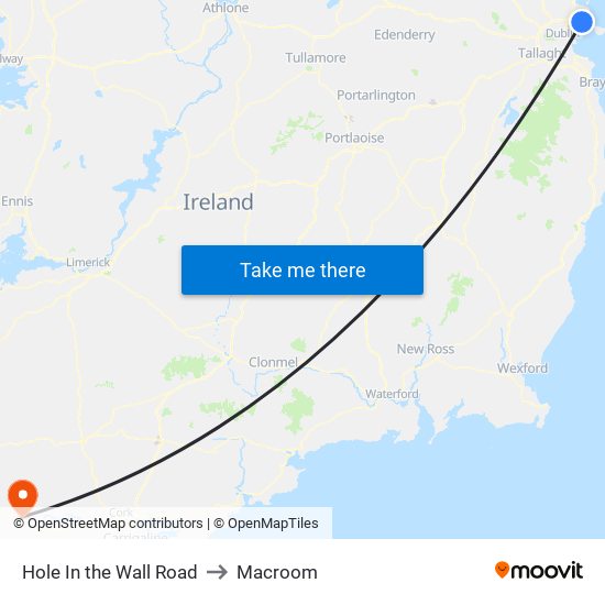 Hole In the Wall Road to Macroom map