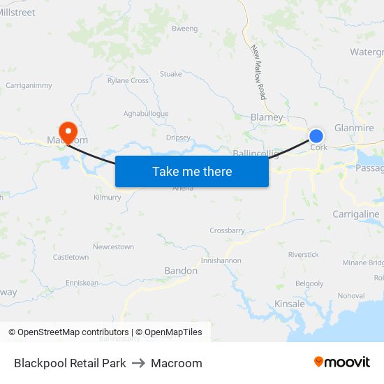Blackpool Retail Park to Macroom map