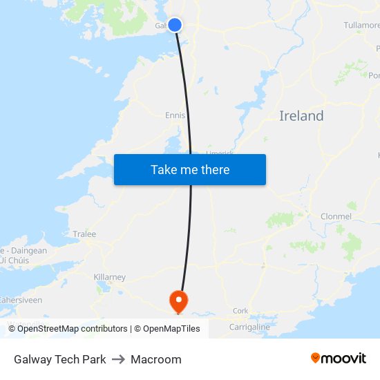 Galway Tech Park to Macroom map