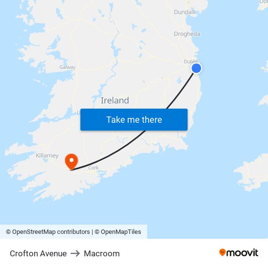 Crofton Avenue to Macroom map