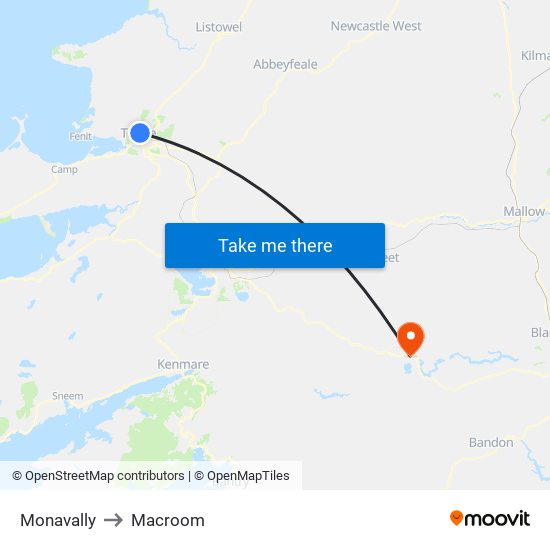 Monavally to Macroom map