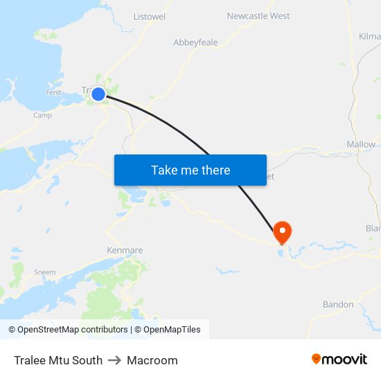 Tralee Mtu South to Macroom map