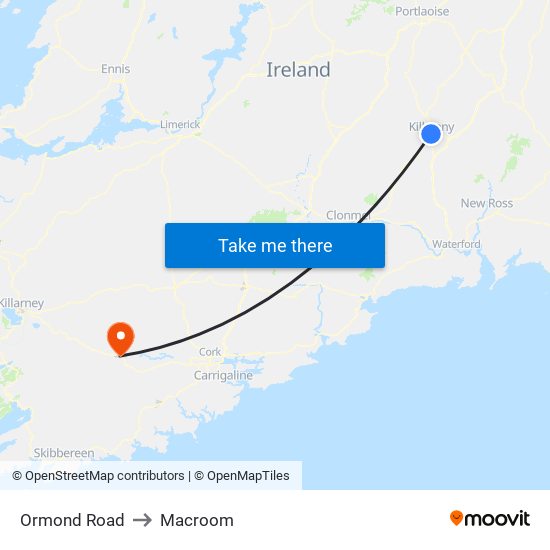 Ormond Road to Macroom map