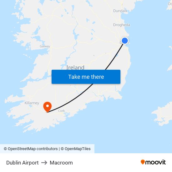 Dublin Airport to Macroom map