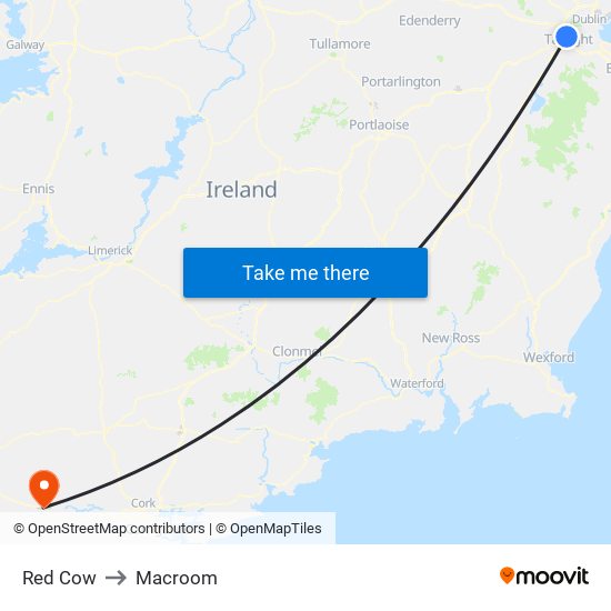 Red Cow to Macroom map