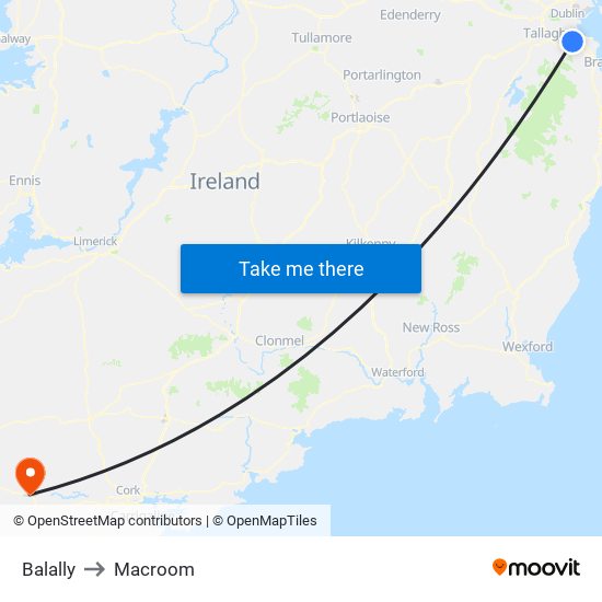 Balally to Macroom map