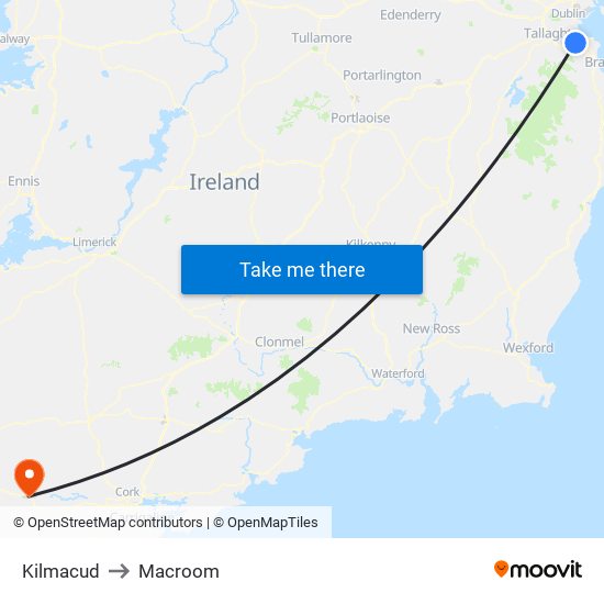 Kilmacud to Macroom map