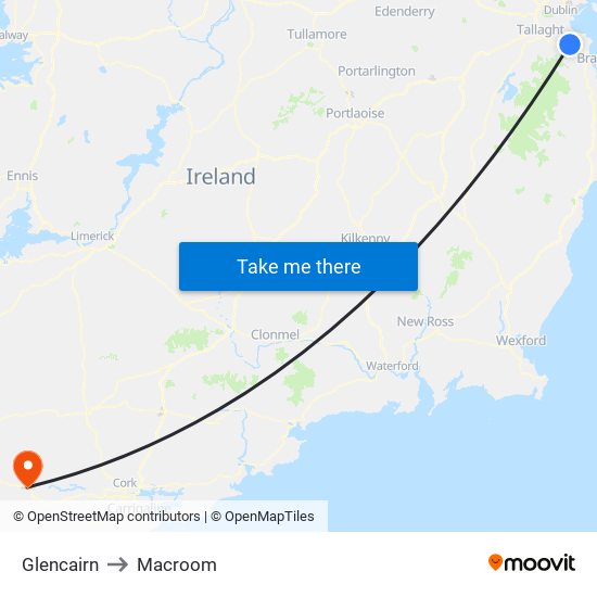 Glencairn to Macroom map