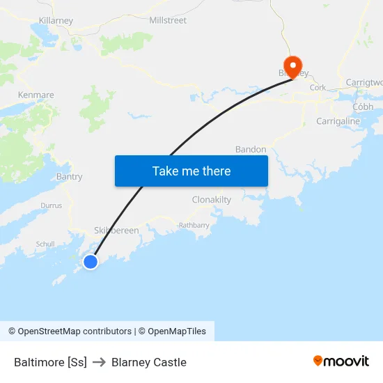 Baltimore [Ss] to Blarney Castle map