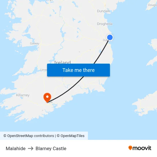 Malahide to Blarney Castle map