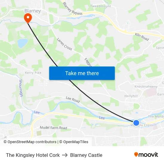 The Kingsley Hotel Cork to Blarney Castle map