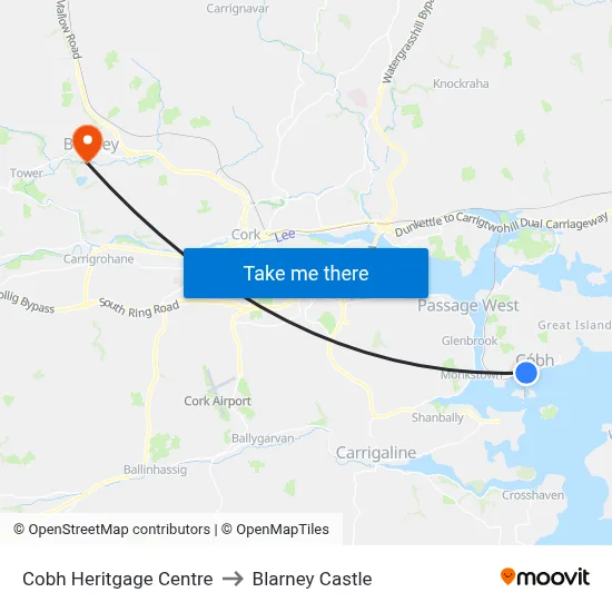 Cobh Heritgage Centre to Blarney Castle map