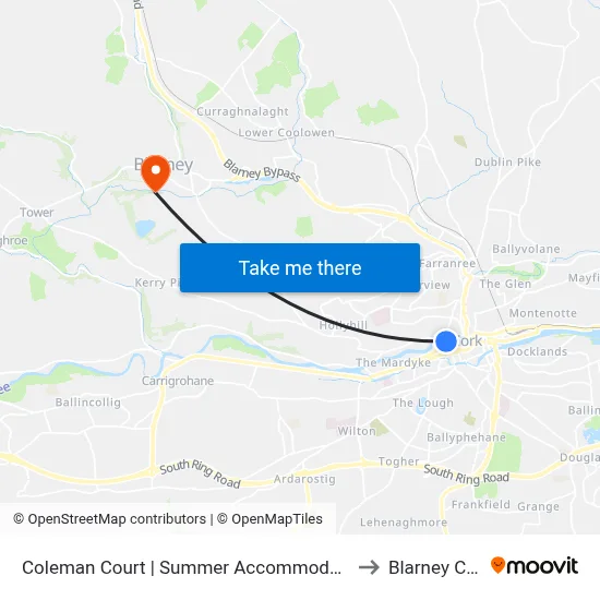 Coleman Court | Summer Accommodation In Cork to Blarney Castle map