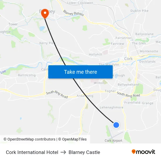Cork International Hotel to Blarney Castle map