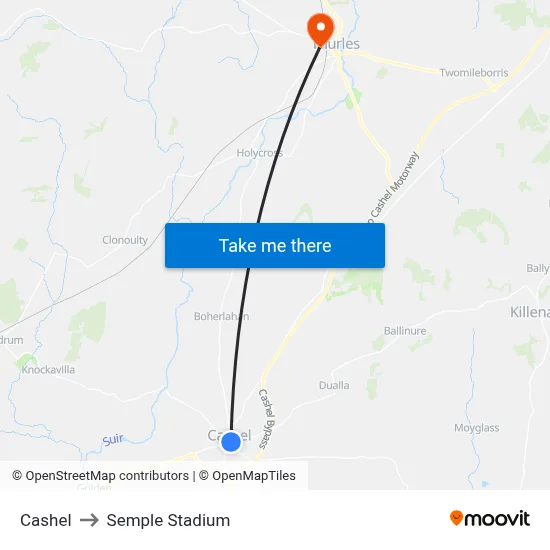 Cashel to Semple Stadium map