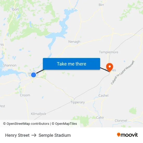 Henry Street to Semple Stadium map