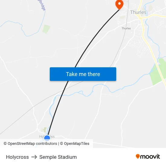 Holycross to Semple Stadium map