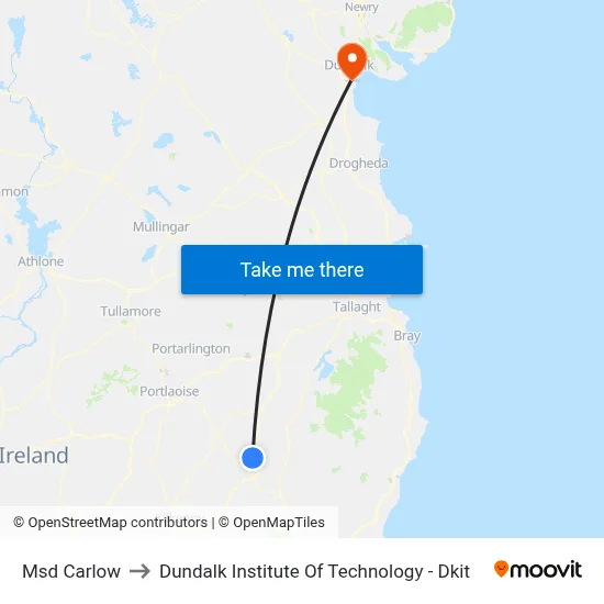 Msd Carlow to Dundalk Institute Of Technology - Dkit map