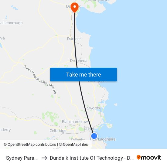 Sydney Parade to Dundalk Institute Of Technology - Dkit map