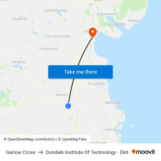 Garlow Cross to Dundalk Institute Of Technology - Dkit map