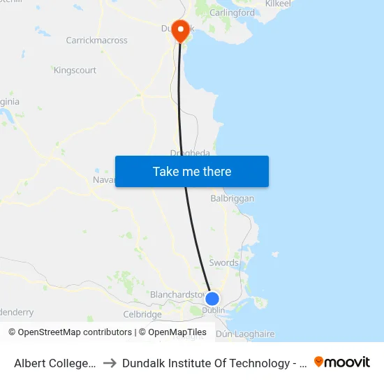 Albert College Ct to Dundalk Institute Of Technology - Dkit map