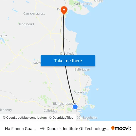 Na Fianna Gaa Club to Dundalk Institute Of Technology - Dkit map