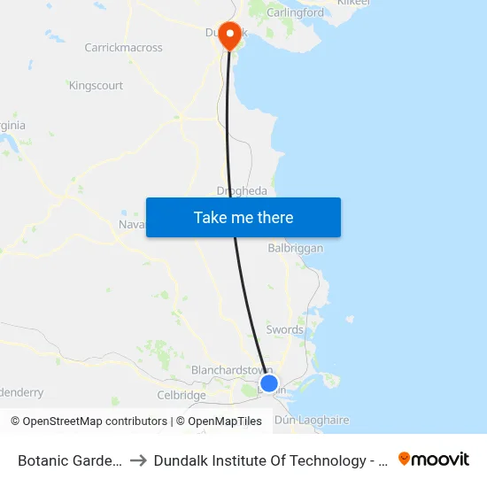 Botanic Gardens to Dundalk Institute Of Technology - Dkit map