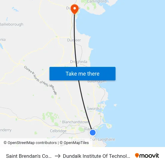 Saint Brendan's Cottages to Dundalk Institute Of Technology - Dkit map