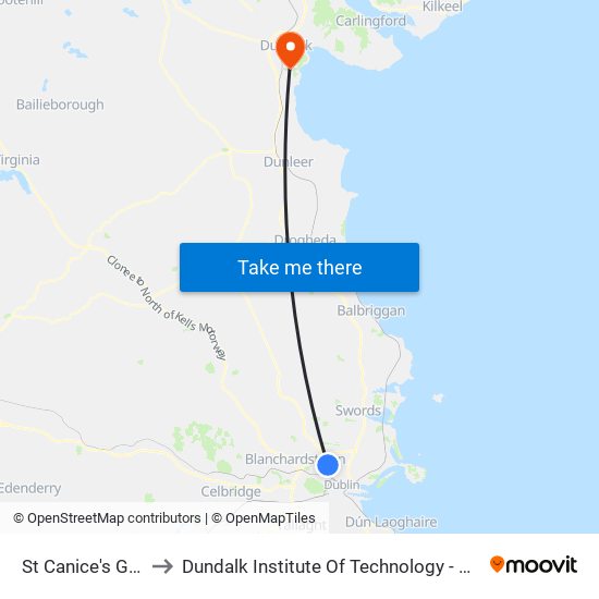 St Canice's Gns to Dundalk Institute Of Technology - Dkit map