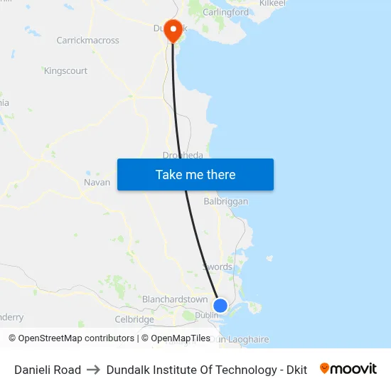 Danieli Road to Dundalk Institute Of Technology - Dkit map