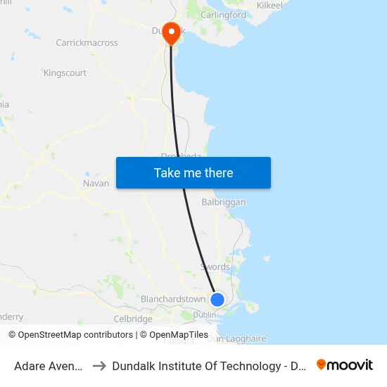 Adare Avenue to Dundalk Institute Of Technology - Dkit map