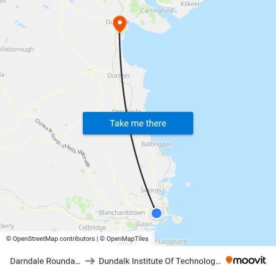 Darndale Roundabout to Dundalk Institute Of Technology - Dkit map
