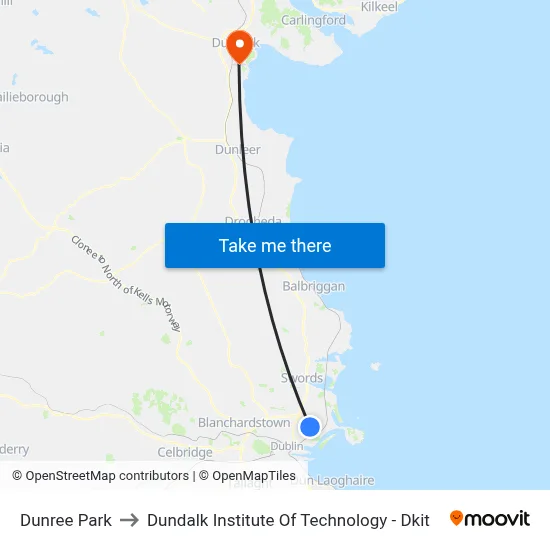 Dunree Park to Dundalk Institute Of Technology - Dkit map