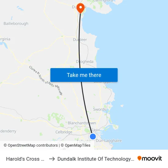 Harold's Cross Park to Dundalk Institute Of Technology - Dkit map