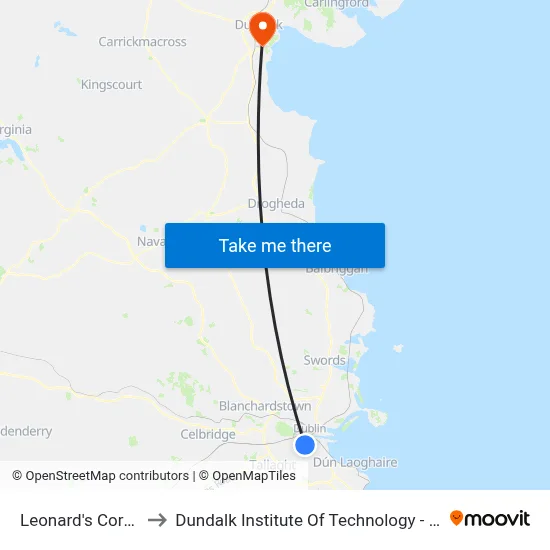 Leonard's Corner to Dundalk Institute Of Technology - Dkit map