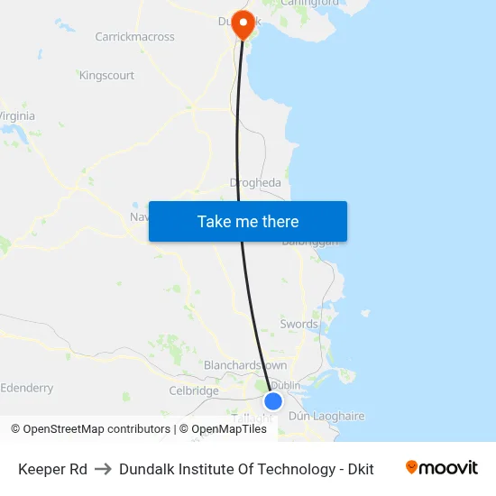 Keeper Rd to Dundalk Institute Of Technology - Dkit map